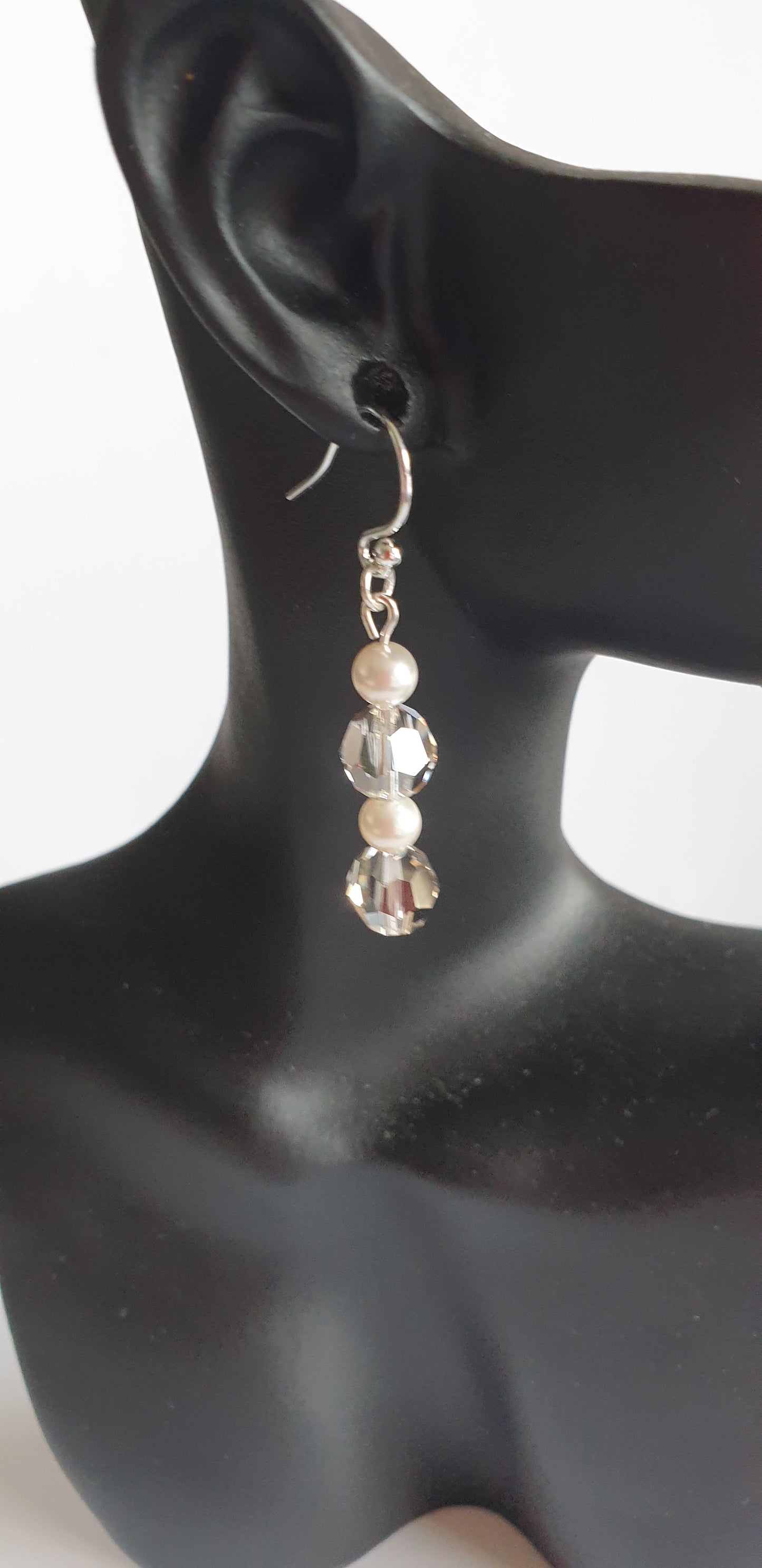 Petite Swarovski White Pearls & Swarovski Art Crystal Drops