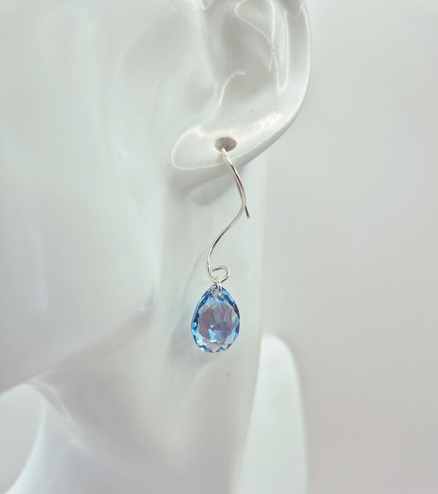 Swarovski Aquamarine Pear Cut Crystal Drops