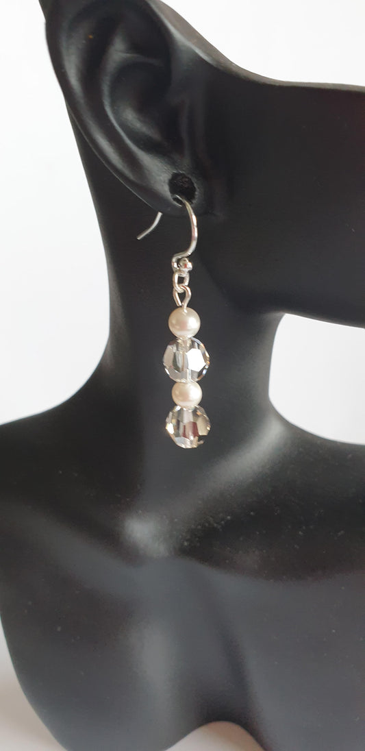 Petite Swarovski White Pearls & Swarovski Art Crystal Drops