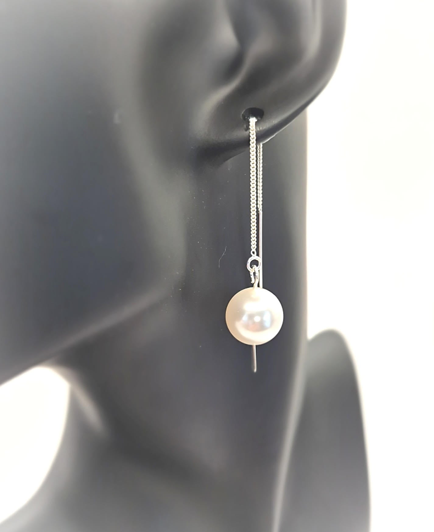 Large Swarovski White Pearl Ear Threads